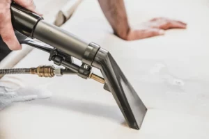 technician performing professional couch upholstery cleaning