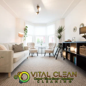 Healthy carpet cleaning service in South Jordan living room.